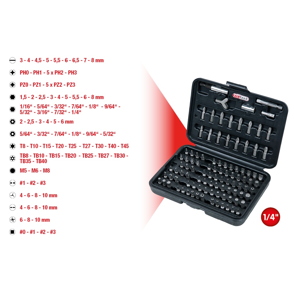 KS Tools 911.2026 Set di Inserti Classic, 100 Pezzi, 1/4