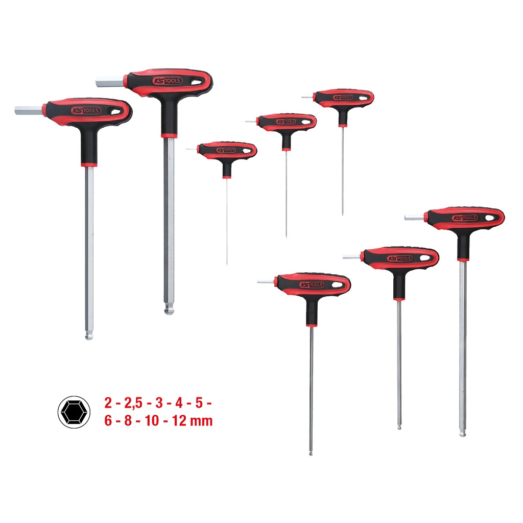 KS TOOLS Set di chiavi a brugola a testa sferica con impugnatura a T - 9 pezzi
