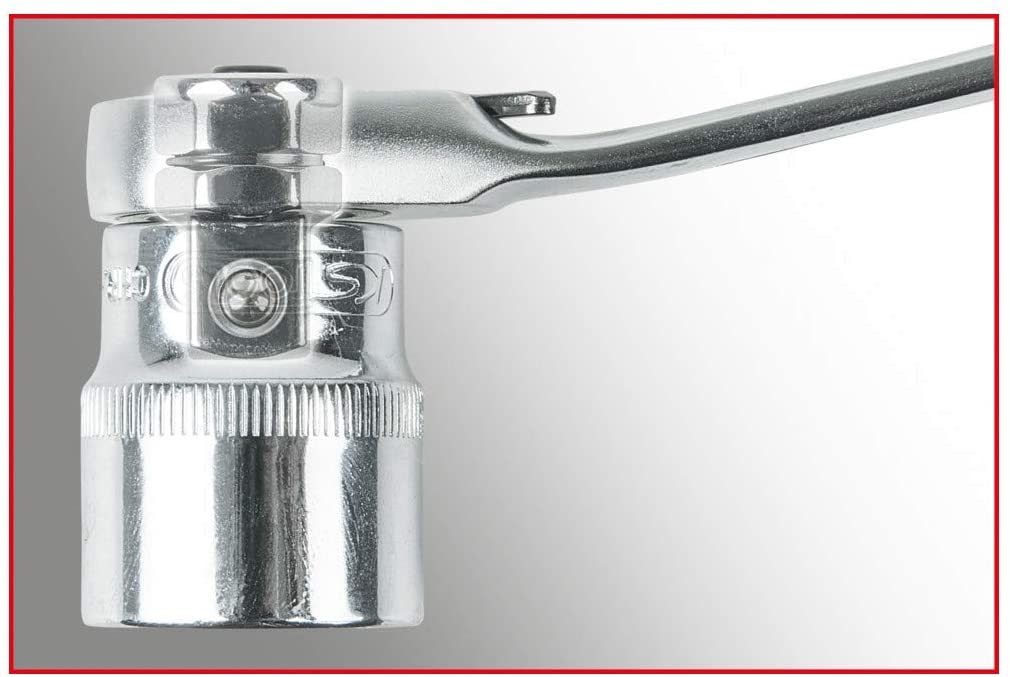 KS Tools 503.4666 Set di Chiavi a Cricchetto Combinate GEARplus Reversibili, 16 Pezzi 8-19 mm, con Adattatore, Profilo FlankTraction, Bocca Inclinata a 15°, Testa a Cricchetto Piegata a 15°, Dentatura 72 Denti