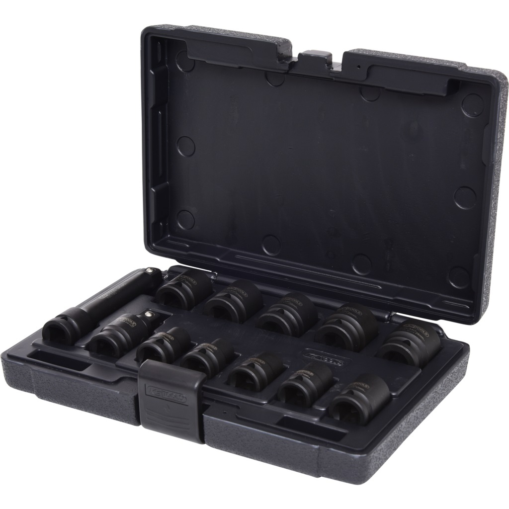 KS Tools 515.0112 Set di Bussole Esagonali Corte per Avvitatori ad Impulsi, 12 Pezzi, 10-24 mm