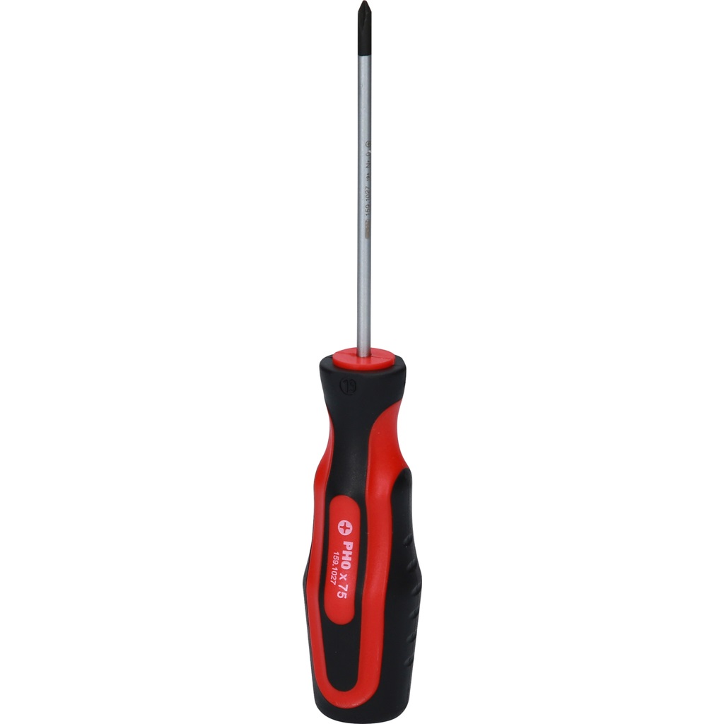 KS TOOLS Cacciavite Pozidriv 159.1028 - Lunghezza 305mm, Impugnatura Bicomponente, Punta Brunita