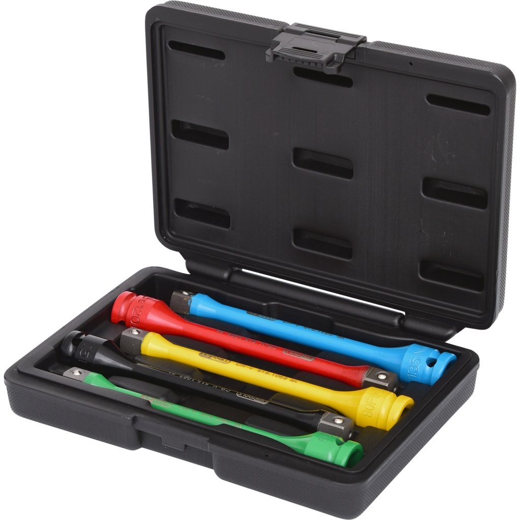 KS Tools 515.1060 Set di Prolunghe Barra di Torsione 1/2'' per Bulloni Ruote, 5 Pezzi, 90-135 Nm, con Valigetta