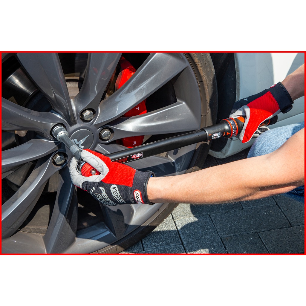 KS Tools 516.1412 Chiave Dinamometrica Ergotorque® 3/8'' 10-50 Nm con Testa a Cricco Reversibile per Auto, Moto e Camion - Rosso/Nero