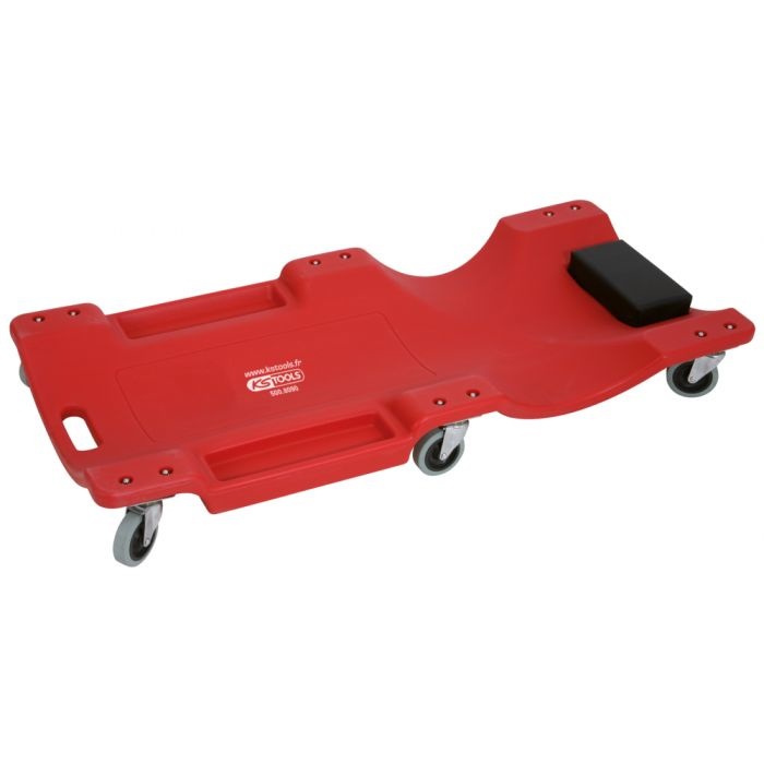 KS Tools 500.8090 Carrellino da Officina in Plastica, 1030 x 480 x 115 mm, Portata Massima 90 Kg, con Poggiatesta Imbottiti e Ruote Pivotanti