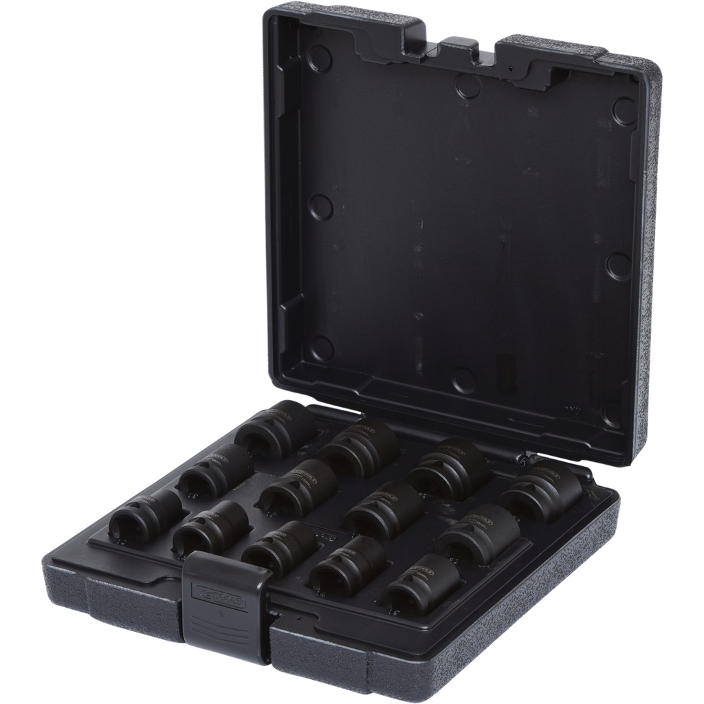 KS Tools 515.0900 - Set di Bussole Poligonali Corte per Avvitatori ad Impulsi, 13 Pezzi, 10-24 mm, 1/2