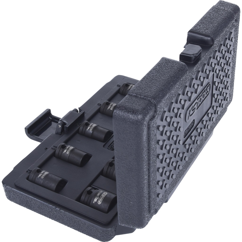 KS Tools 515.0950 - Set di 10 Bussole Poligonali per Avvitatori ad Impulsi, Corte, 8-17 mm, 3/8