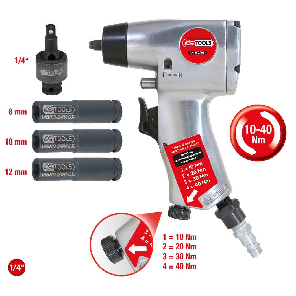 KS Tools 152.1060 Cacciavite Manuale con Estrattore ad Impulsi, Set di 5 Pezzi per Candelette
