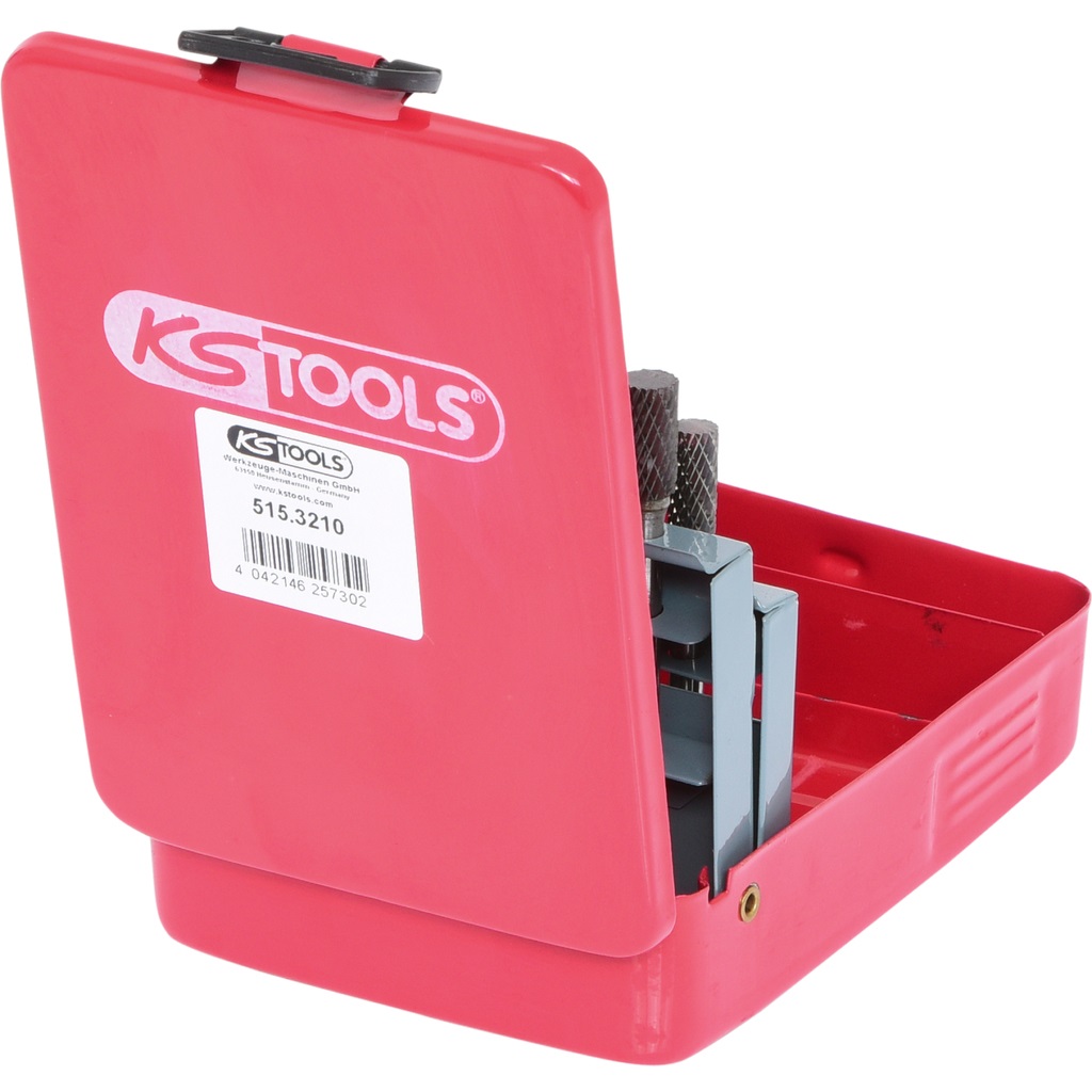 KS Tools Set di Frese Rotative in Carburo, 10 Pezzi in Cassetta di Lamiera d'Acciaio