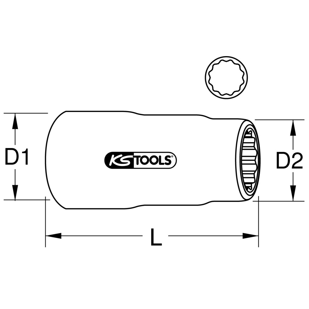 KS Tools 117.3848 Set di Bussole Isolate 24 mm, Attacco 3/8, Cromo Vanadio