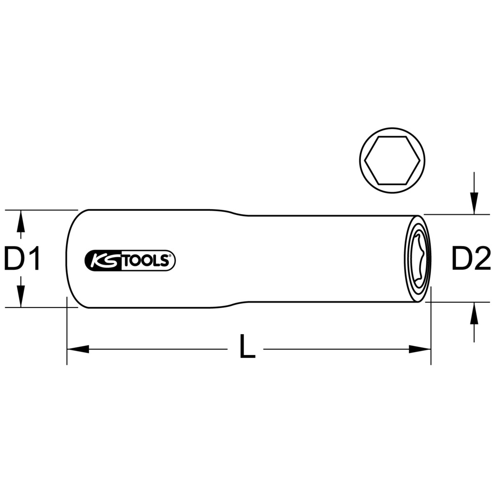 KS Tools 117.1347 Bussola Isolata Lunga 24 mm 1/2