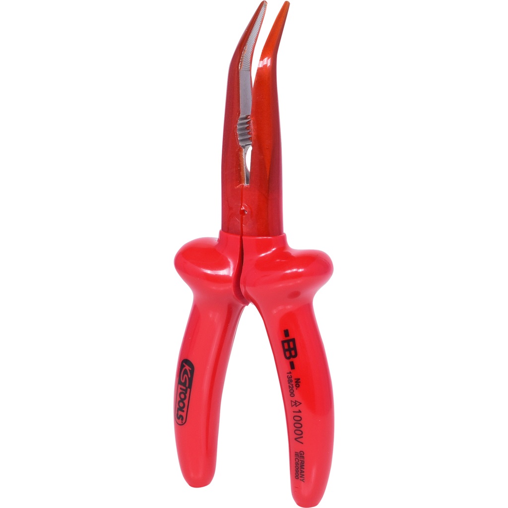 KS Tools Pinza a Becchi Tondi 1000V Curva 200mm con Testa Rivestita