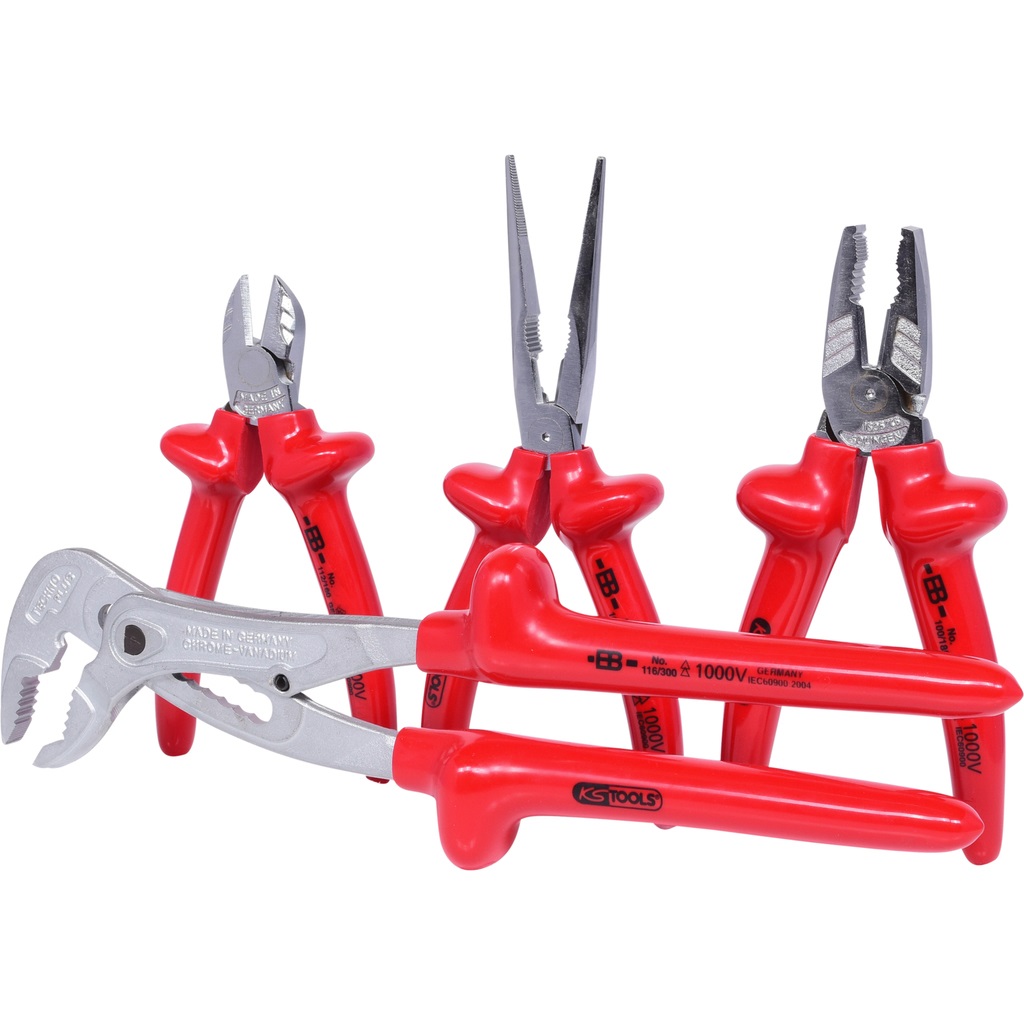 KS Tools 117.1700 - Serie di Pinze Classic, 1000V, 4 Pezzi, Isolamento per Immersione, Acciaio Speciale