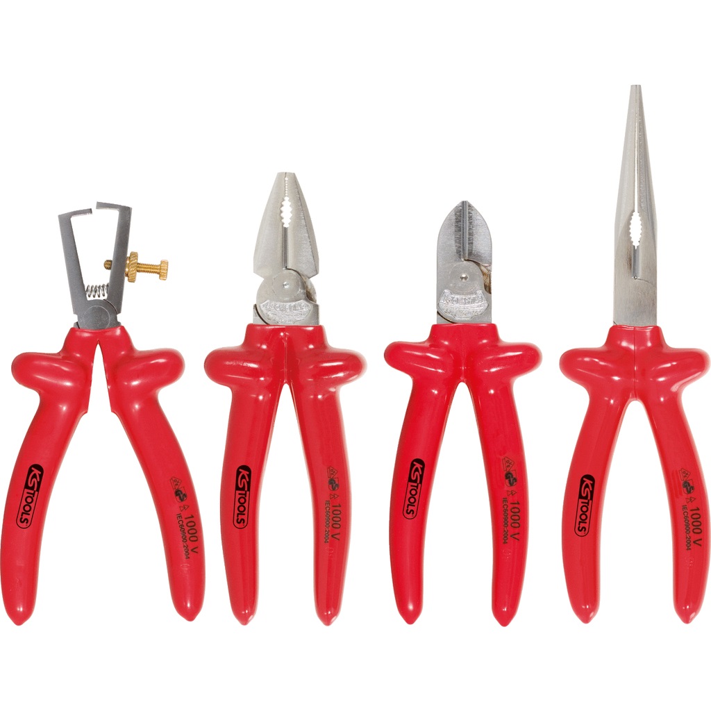 KS Tools 117.1760 Serie di Pinze Classic, 1000V, 4 Pezzi - Acciaio Speciale, Isolamento IEC 60900