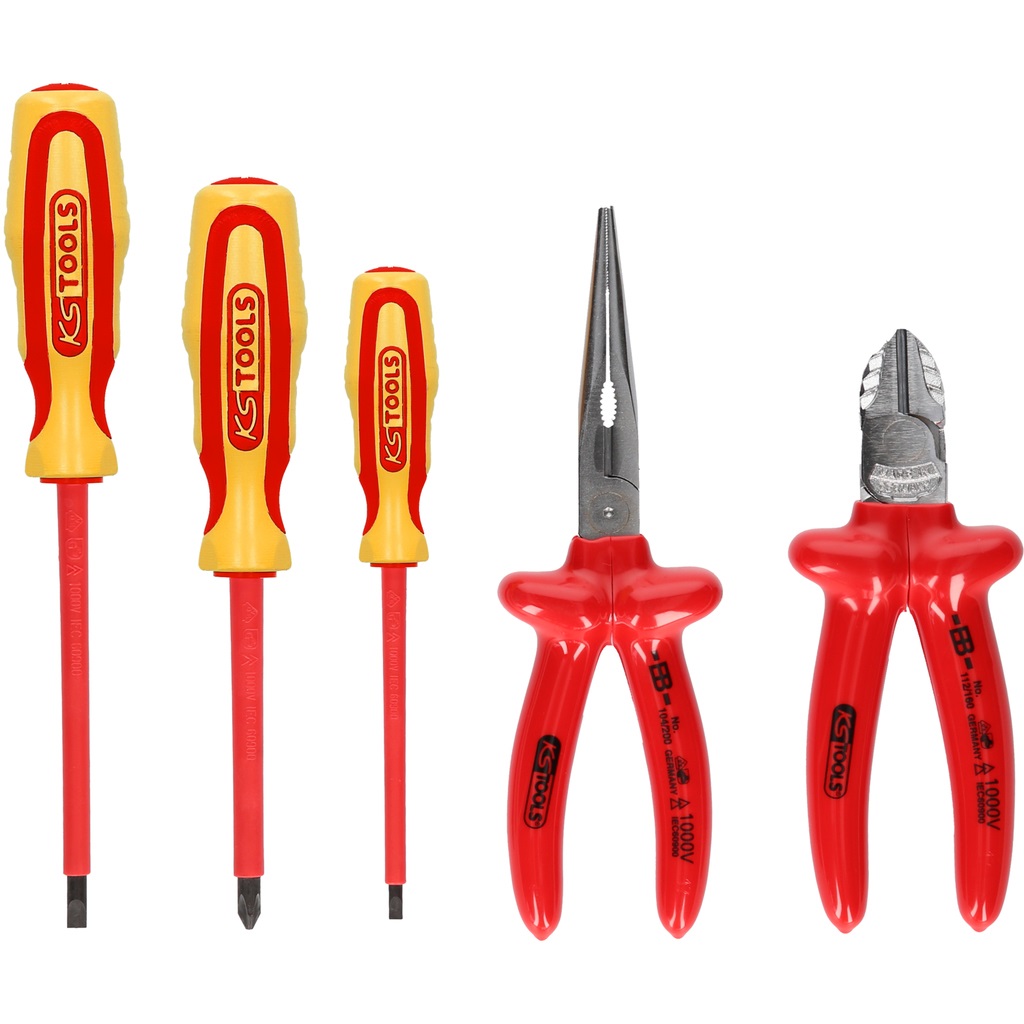 KS Tools 117.1770 Pinze Isolate per Immersione e Cacciaviti VDE Ergotorque, 5 Pezzi