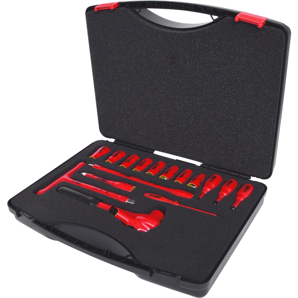 KS Tools 117.1860 Set di Chiavi a Bussola Isolate, 16 Pezzi, 1/2' con Isolamento IEC 60900 in Valigetta di Plastica