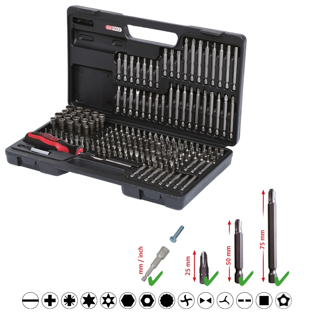 KS Tools 911.2008 Serie di Inserti Classic, 208 Pezzi, 1/4
