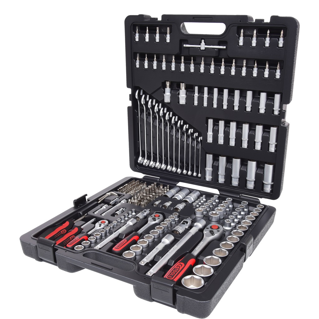 KS Tools 917.0216 Set di Chiavi a Bussola 1/4'' 3/8'' 1/2'', 216 Pezzi, Cromo-Vanadio, Finitura Cromata Opaca, Valigetta Inclusa