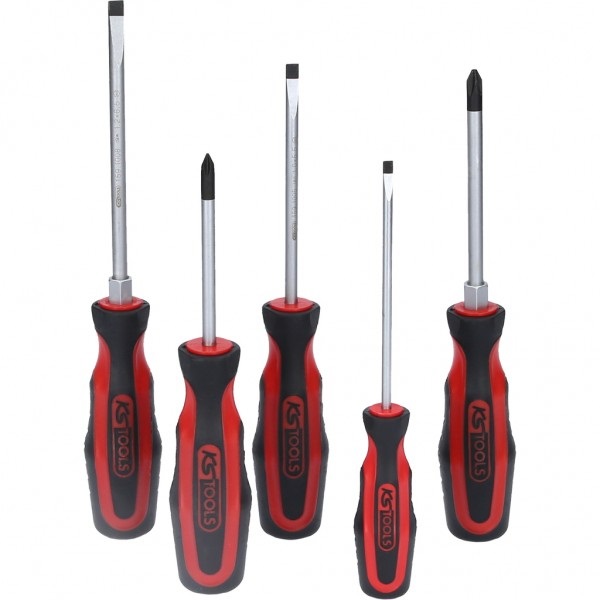 KS Tools 159.0005 Set di Cacciaviti ERGOTORQUEplus, 5 pz, Impugnatura Bicomponente, Lama in Cromo-Vanadio