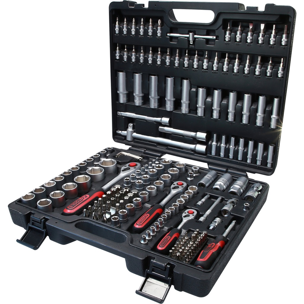 KS Tools 917.0779 Set di Chiavi a Bussola 1/4 3/8 1/2, 179 Pezzi, Esagonale Profilo FlankTraction, Cromo-vanadio, in Valigetta di Plastica
