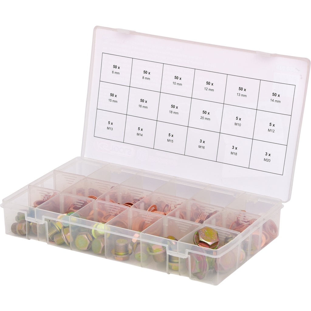 KS Tools 970.0200 Assortimento di bulloni, tappi e guarnizioni per coppa dell'olio - 534 pezzi in valigetta di plastica