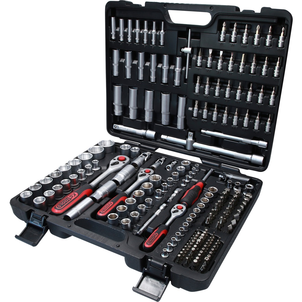 KS Tools 917.0795 - Set di Chiavi a Bussola 1/4, 3/8, 1/2 Pollici, 195 pezzi, Cromo-vanadio, FlankTraction Esagonale