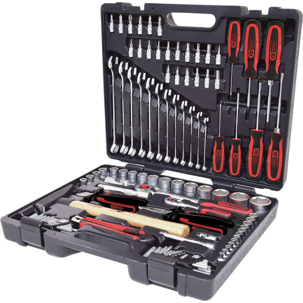 KS Tools Set di Utensili Universali 97pz - 1/4'' e 1/2'', Acciaio Cromo-Vanadio, Valigetta Robusta