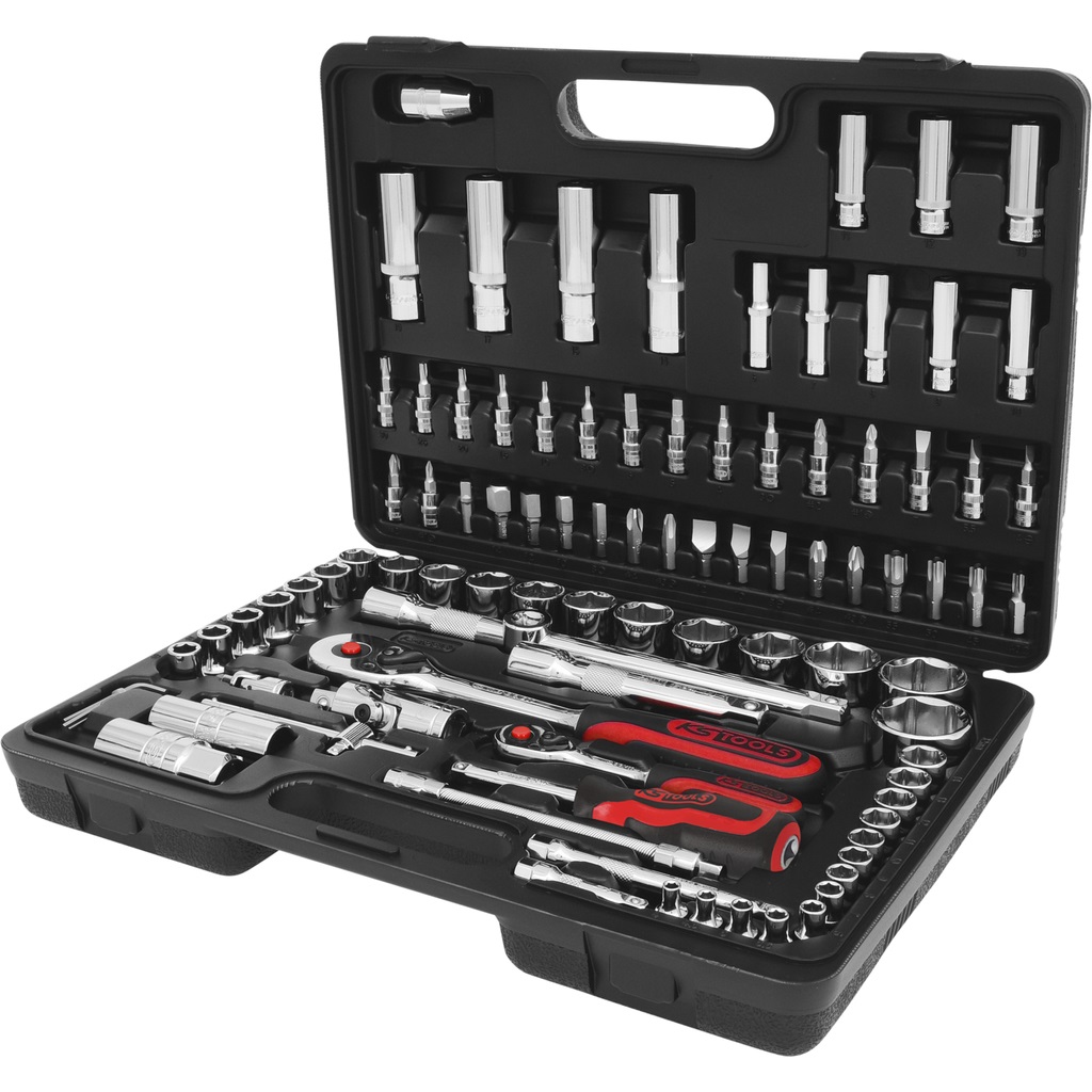 KS Tools 918.0796 Set di Chiavi a Bussola Chromeplus 96 Pz con Cricchetto e Punte - 1/4'' e 1/2'' in Acciaio Cromo-Vanadio