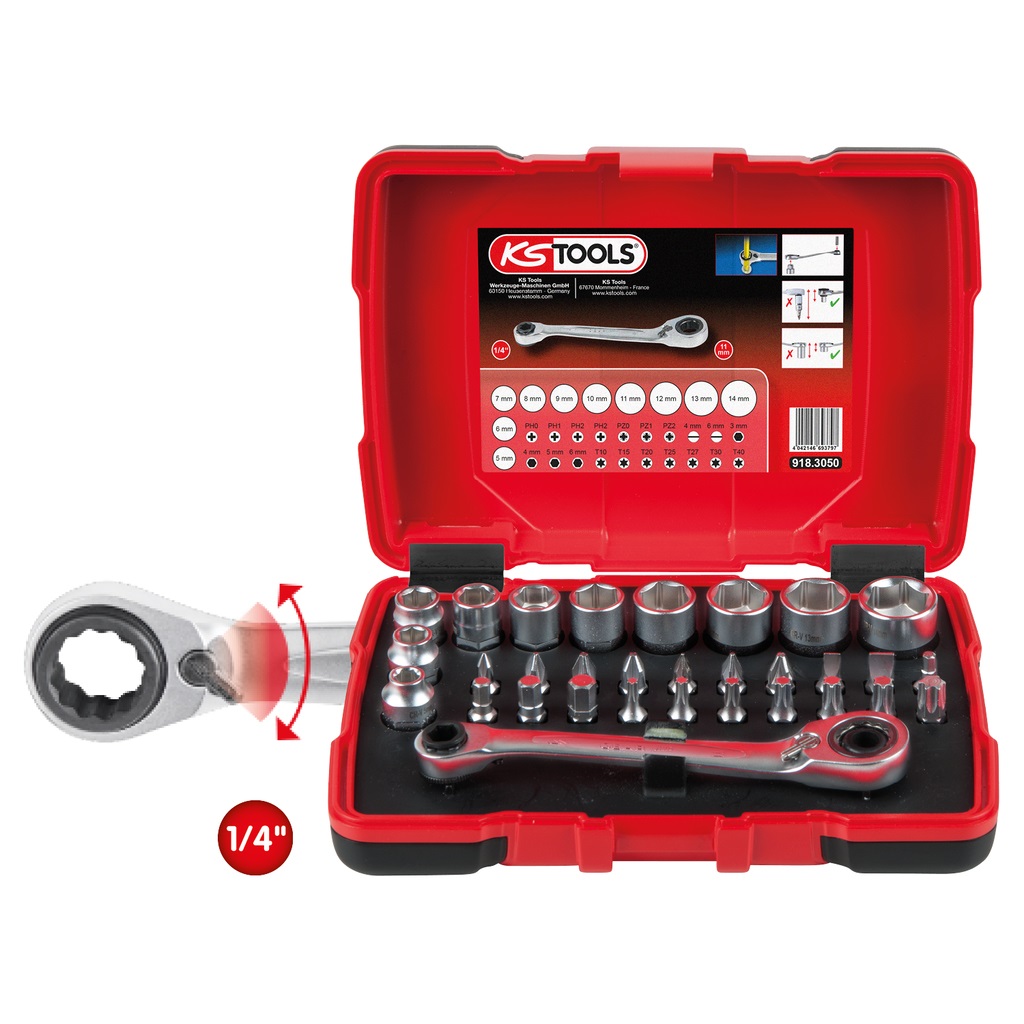 KS Tools 918.3050 Set di Chiavi a Bussola e Inserti 1/4