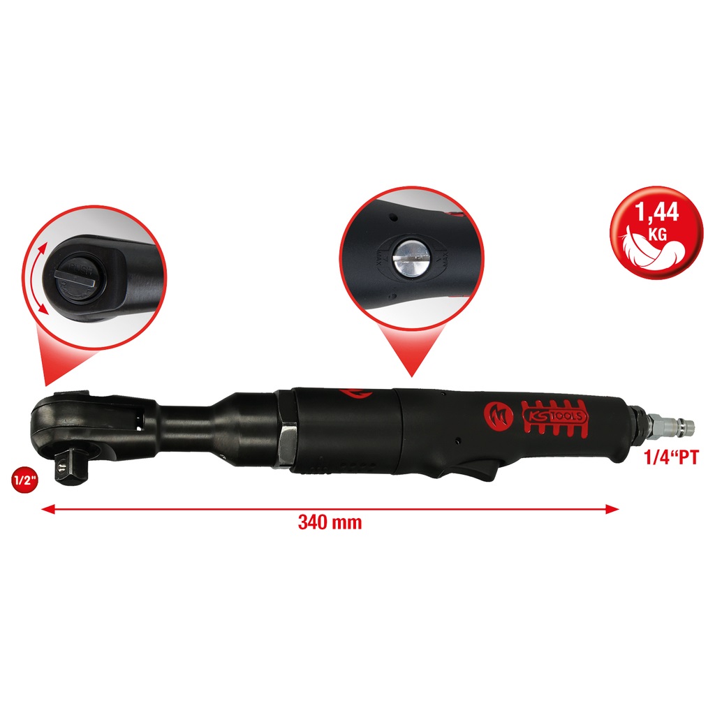 KS Tools 515.1185 Avvitatore Pneumatico a Cricchetto 1/2'' MONSTER - Alte Prestazioni, 300 giri/min, Max 6,3 bar
