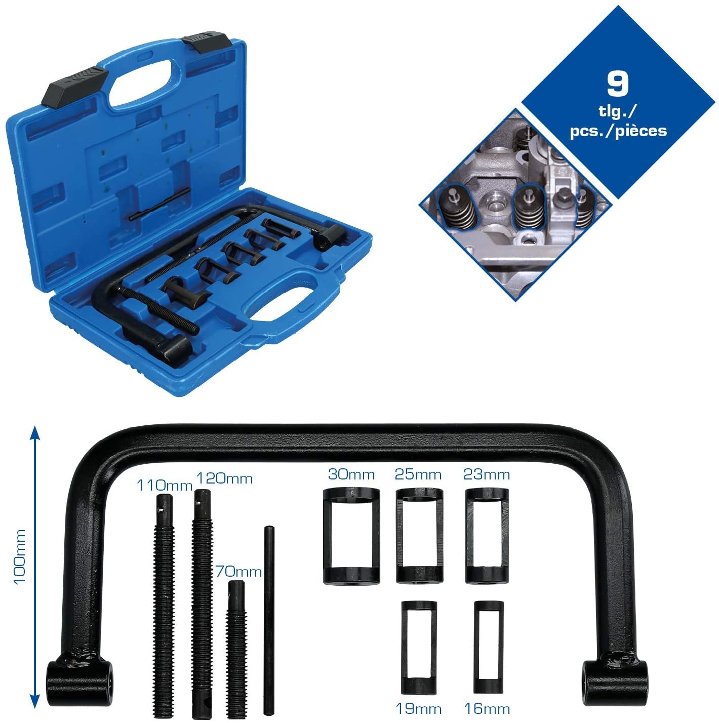 Brilliant Tools BT541050 Set di Utensili per Montaggio Molle Valvole - 9 Pezzi, Made in Germany