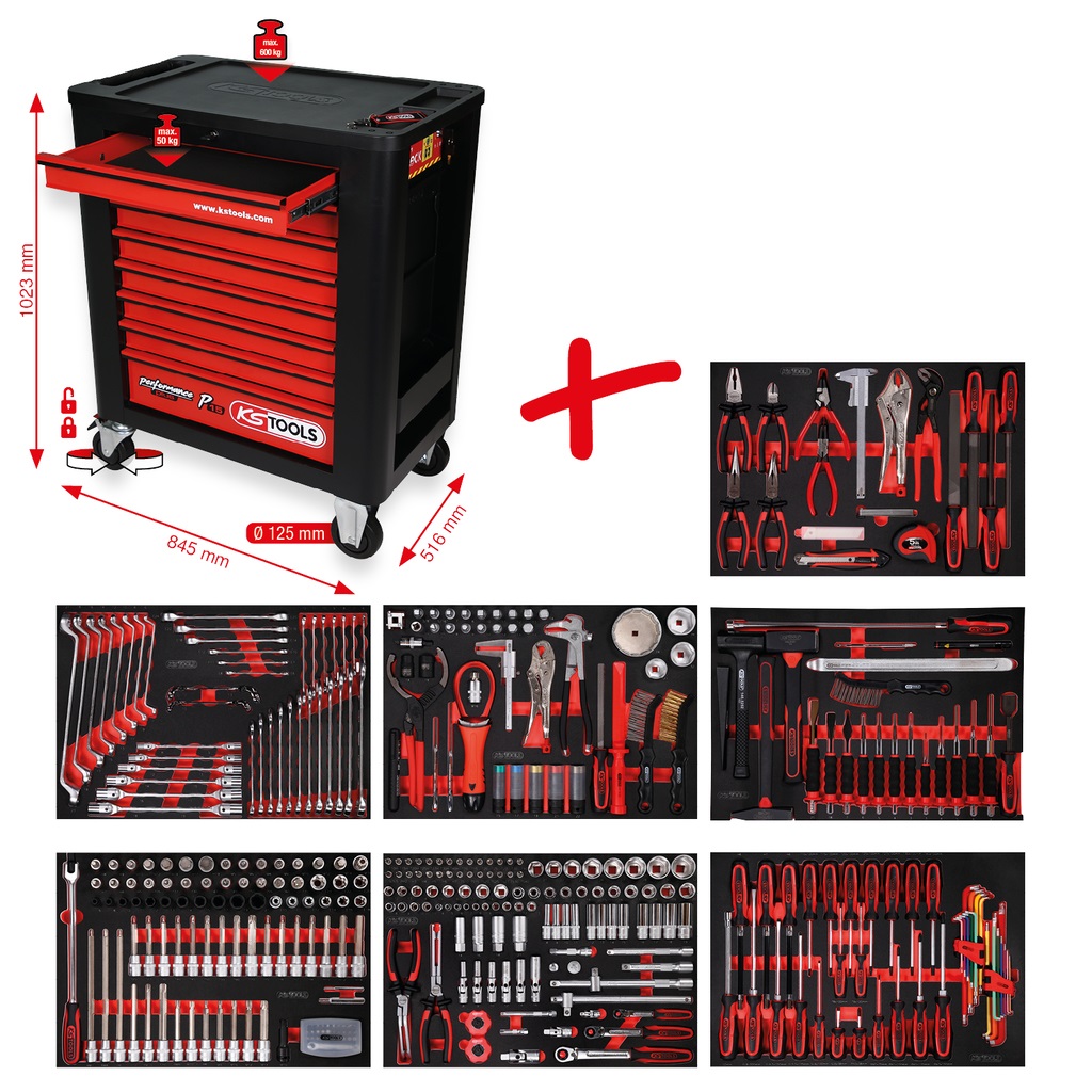 KS Tools 815.7397 Carrello da Officina Performanceplus P15 con 397 Utensili e 7 Cassetti
