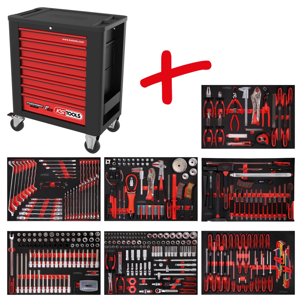 KS Tools 815.7397 Carrello da Officina Performanceplus P15 con 397 Utensili e 7 Cassetti