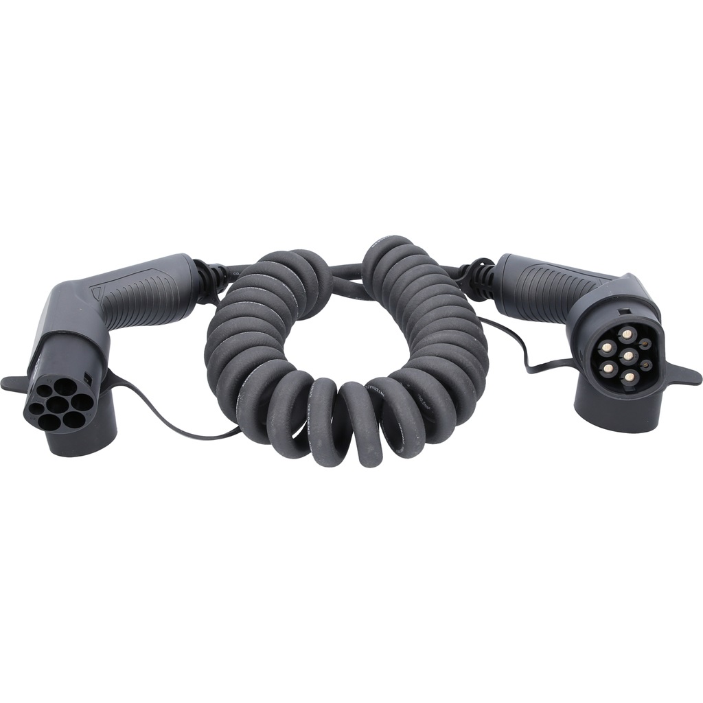 KS Tools 117.7365 Cavo di ricarica a spirale efuturo Tipo 2, 3 fasi, fino a 11 kW, 32 A, 400 V, Modalità 3, Lunghezza 5 metri