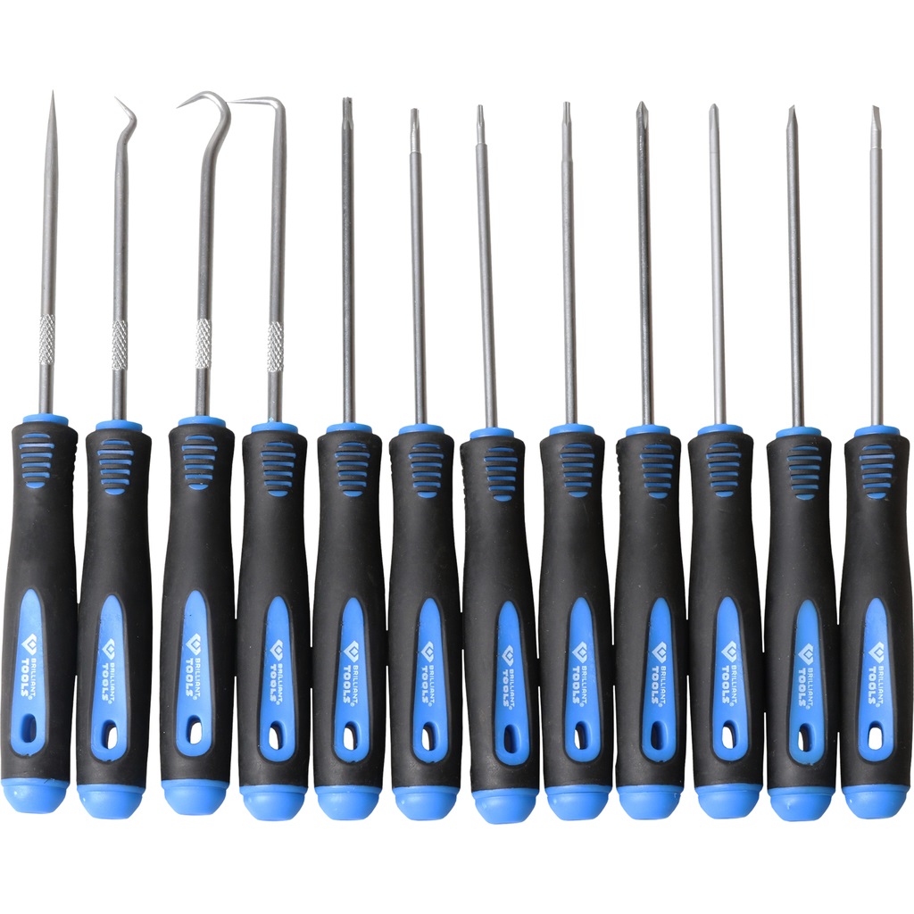 BRILLIANT TOOLS - Gioco di ganchos e destornillatori, 12 pzs, qualità made in Germany per fai-da-te e artigianato