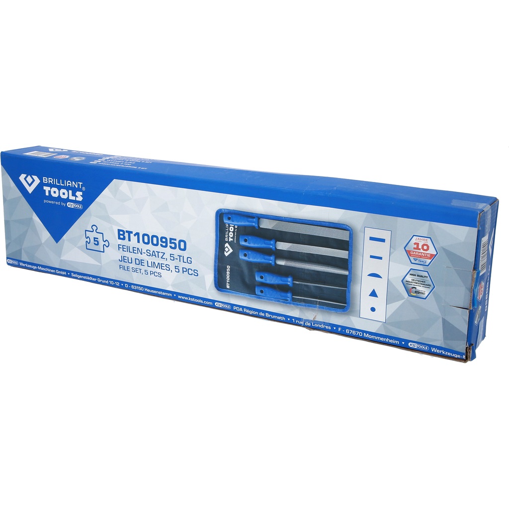 BRILLIANT TOOLS - Set di 5 Lime di Alta Qualità per Fai-da-Te e Meccanica