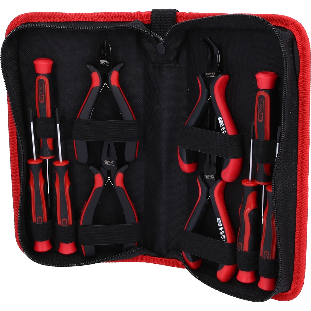 KS TOOLS Kit attrezzi 500.7220 - Cacciaviti, Pinze, Taglio di Precisione e Molla Doppia Apertura