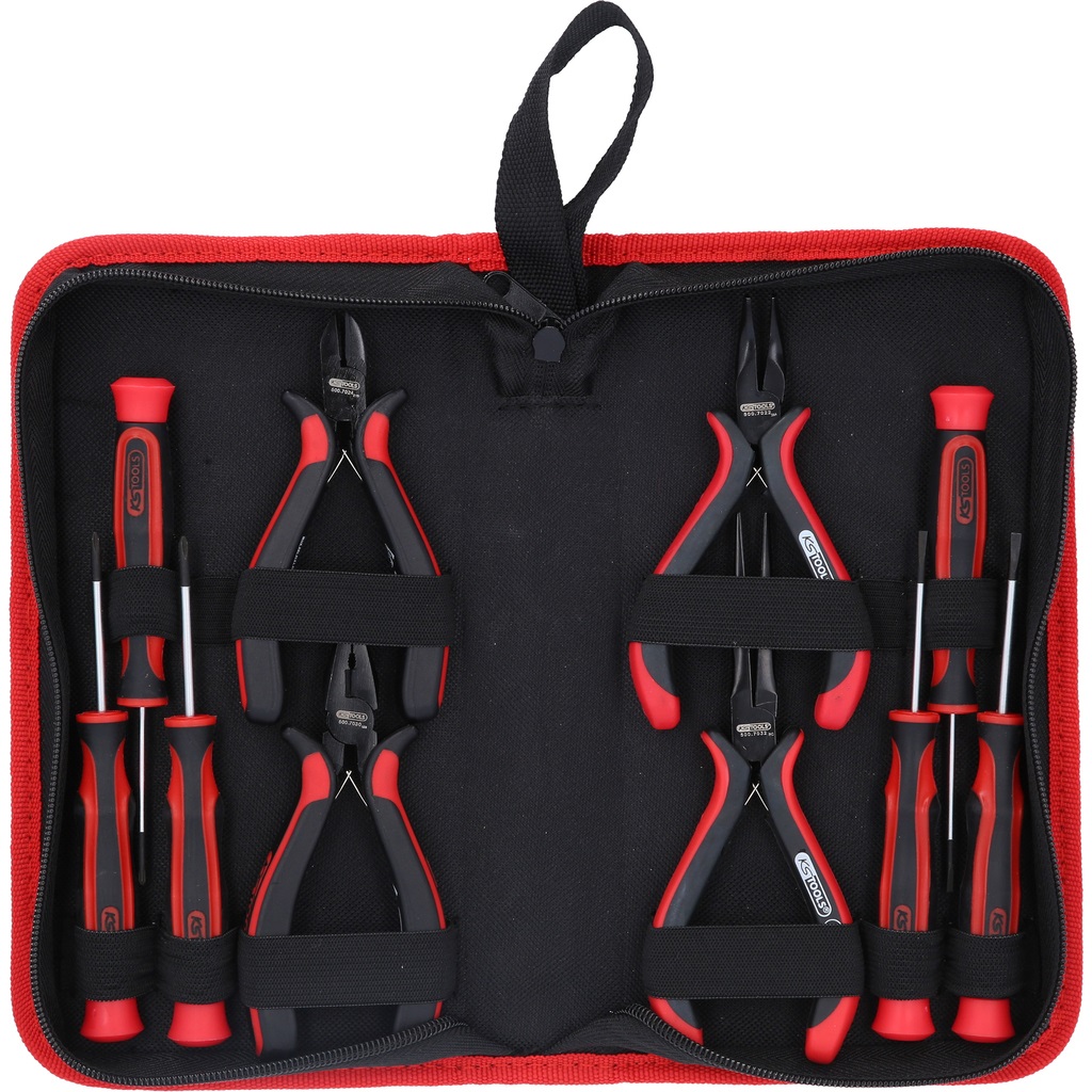 KS TOOLS Kit attrezzi 500.7220 - Cacciaviti, Pinze, Taglio di Precisione e Molla Doppia Apertura
