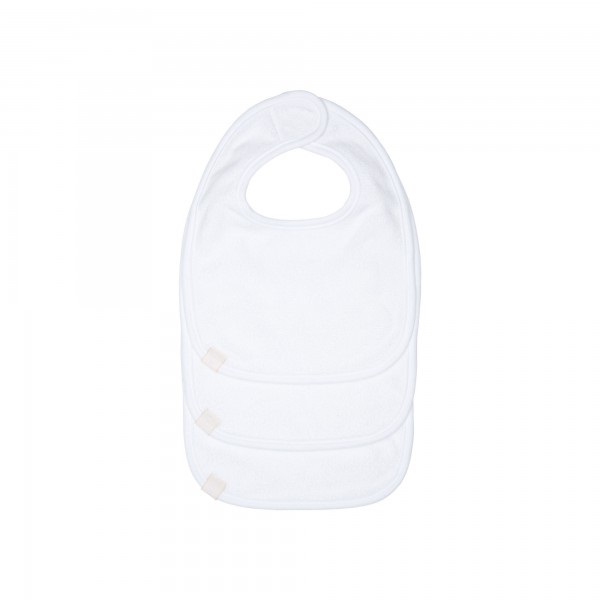 LÄSSIG Bavaglino Newborn Bianco - Set da 3 Pezzi in Cotone e Poliestere con Chiusura in Velcro