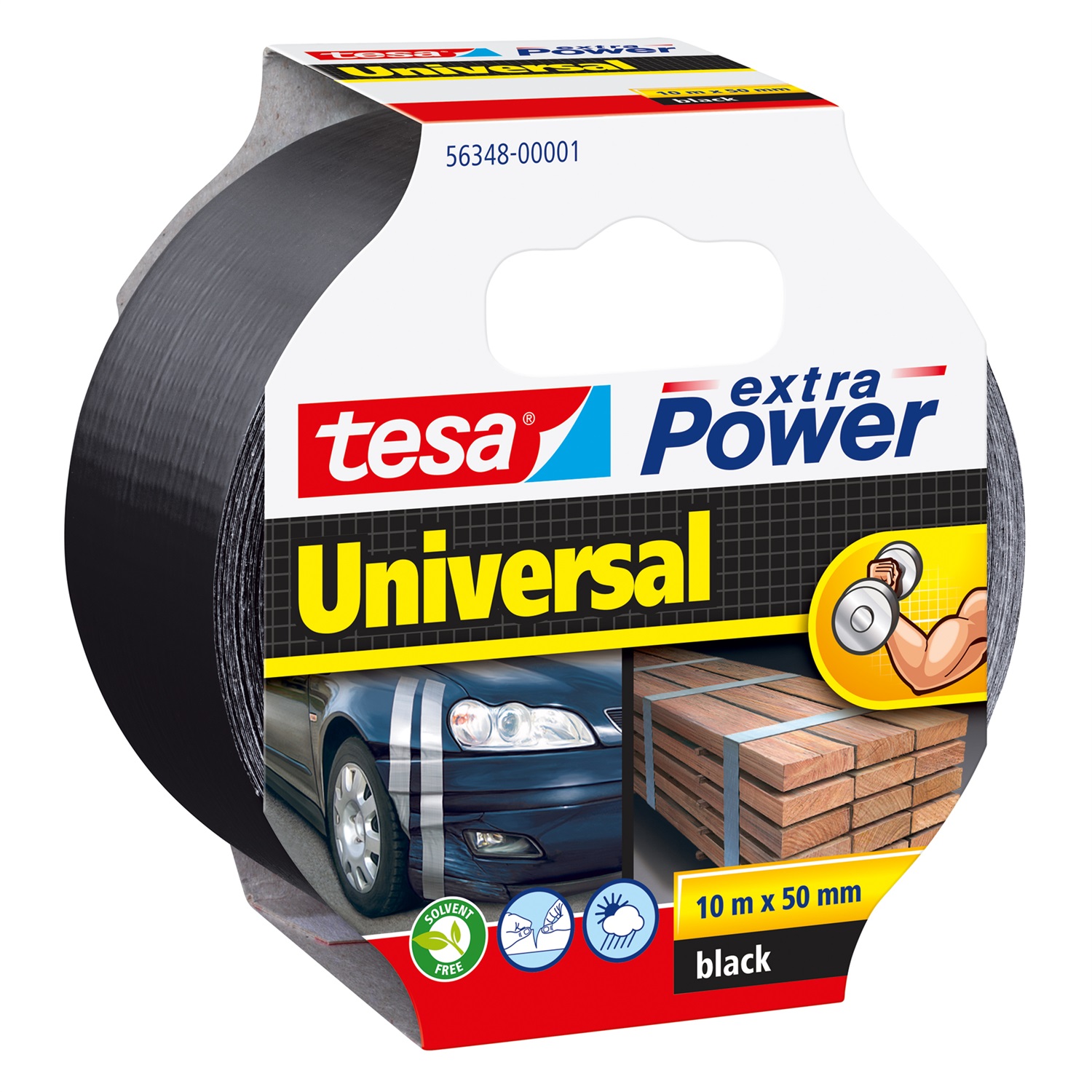 Tesa Extra Power Universal - Nastro Telato Nero 10m x 50mm per Riparazioni e Fissaggio