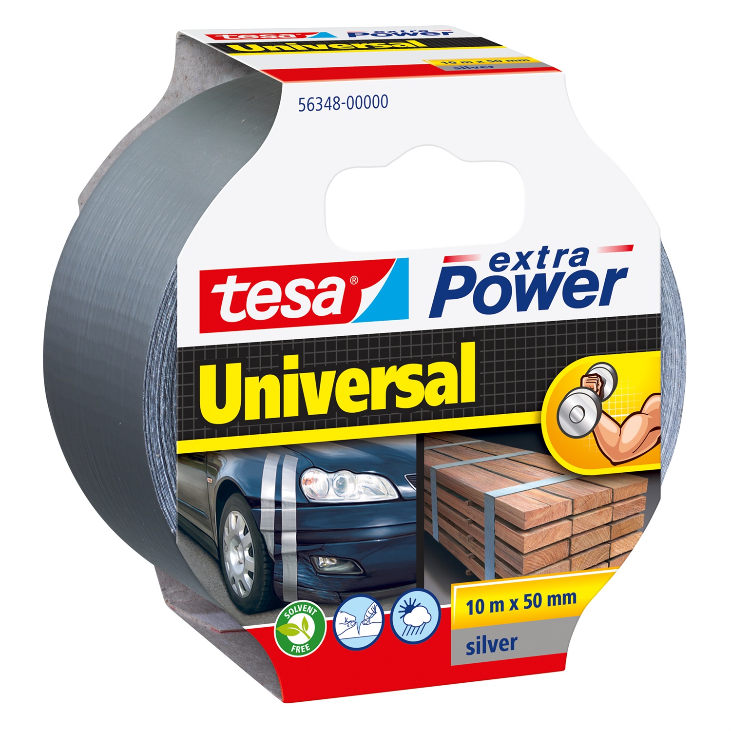 TESA Nastro Adesivo Extra Power Universal - 10 m x 5 cm - Grigio - Ideale per Riparazioni, Fissaggio e Imballaggio
