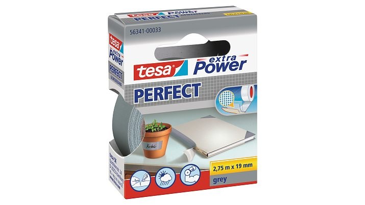 TESA Nastro adesivo telato XP Perfect 19 mm x 2,75 m Grigio - Estremamente resistente e versatile