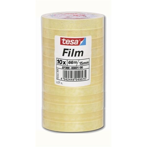 TESA Tesafilm Standard - Nastro Adesivo Trasparente Multiuso 66 m x 15 mm - Confezione da 10 Rotoli