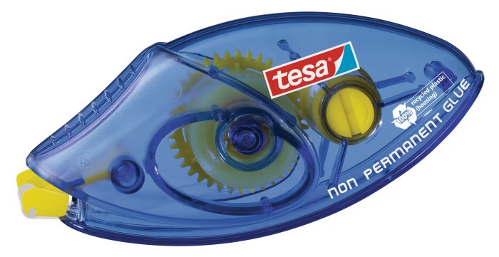 Tesa Colle Roller Non Permanente Monouso EcoLogo® Trasparente 8,4 mm x 8,5 m - Ideale per Cartone, Foto e Plastica