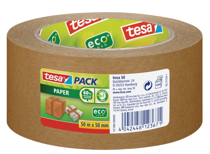 TESA Nastro adesivo Tesapack® Paper ecoLogo® 50 mm x 50 m marrone - Conf. 6 rotoli