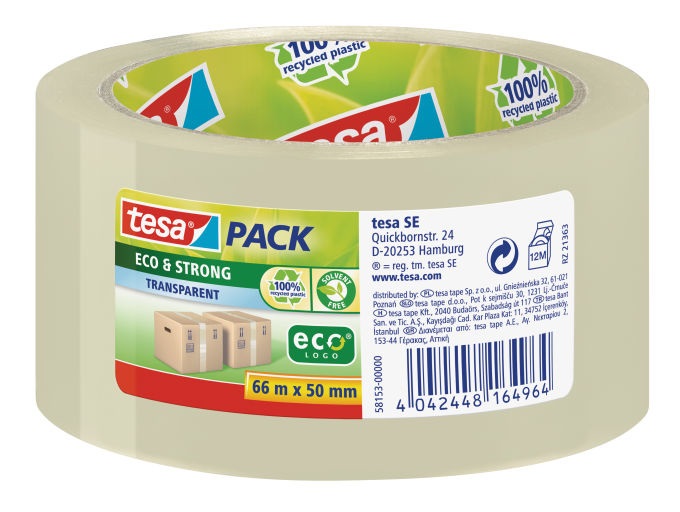 Tesa Nastro adesivo tesapack® eco&strong 50 mm x 66 m trasparente - Eco-compatibile, privo di PVC e solventi