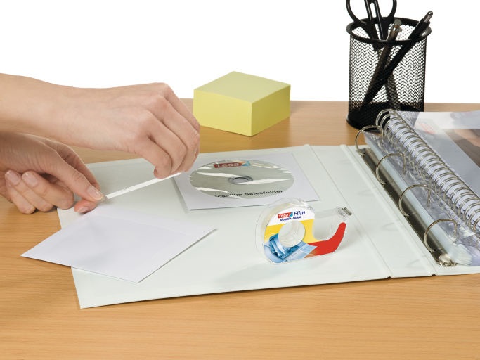 TESA Nastro Biadesivo Tesafilm® 12 mm x 7,5 m Trasparente - Dispenser a Chiocciola con Lama in Metallo