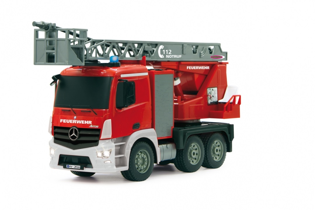 Jamara Mercedes Antos - Camion da Pompieri Scala 1:20, 2,4GHz, Rosso con Escalera Giratoria
