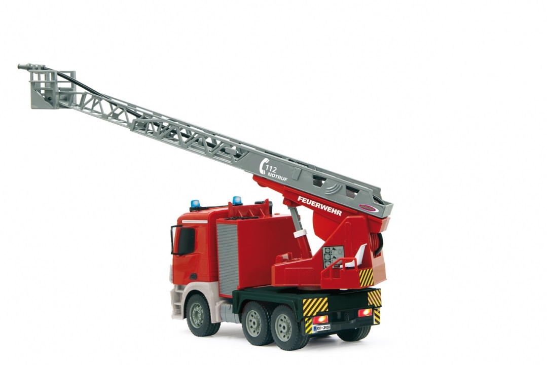 Jamara Mercedes Antos - Camion da Pompieri Scala 1:20, 2,4GHz, Rosso con Escalera Giratoria