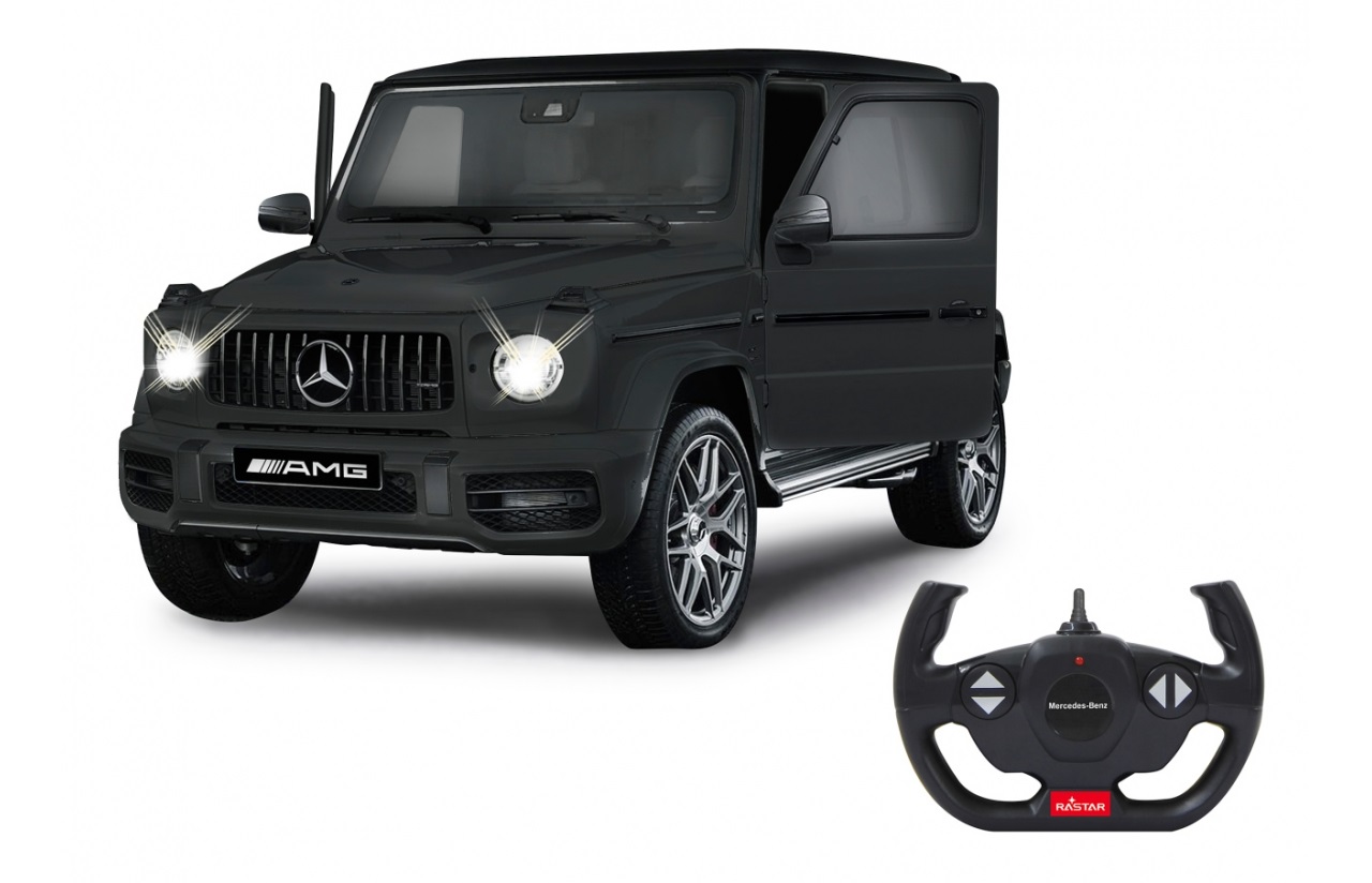 JAMARA Mercedes-Benz AMG G63 Modellino Radiocomandato 1:14 Noir 2,4GHz con Porte Manuelle, Interni Dettagliati e Luci LED