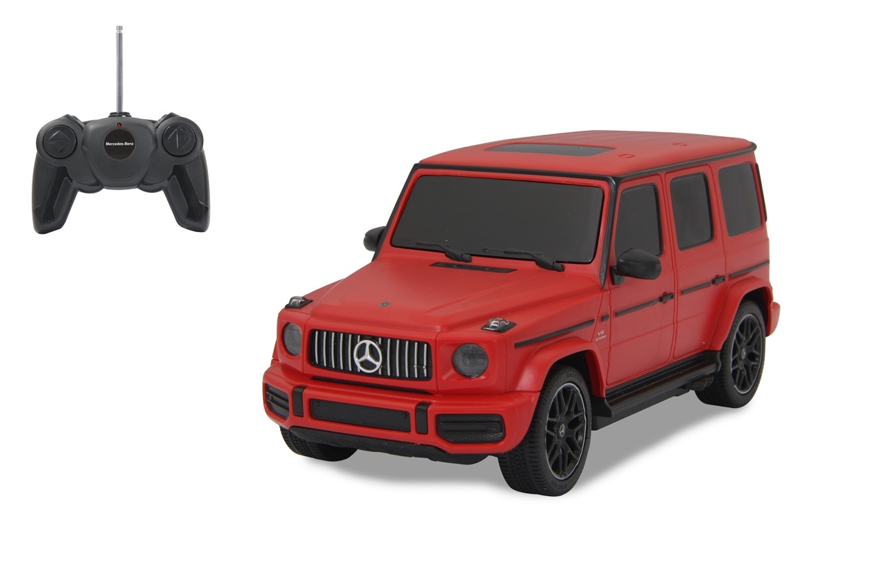 JAMARA Mercedes AMG G63 1:24 - Auto Radiocomandata 2,4 GHz, Licenza Ufficiale, Fino a 1 Ora di Guida a 9 km/h, Colore Rosso